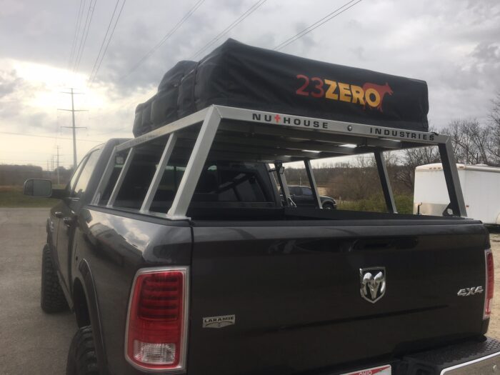 aluminum bed rack, aluminum truck bed rack, roof top tent rack, overlanding truck rack, full size truck rack, custom overlanding fabrication, custom truck rack, truck camping, car camping, ford bed rack, dodge bed rack, chevy bed rack, toyota bed rack, vision x light, vision x dura mini, snapin turtle straps, roto pax