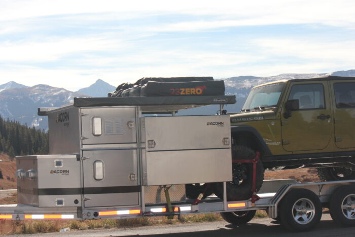 Dodge Ram Expedition Truck, Overlanding Truck, Truck Rack, Moab Utah offroad, Aluminum Truck Rack, Nuthouse Industries, Acorn Trailer, Car hauler trailer, Cincinnati overland, Ohio trailers