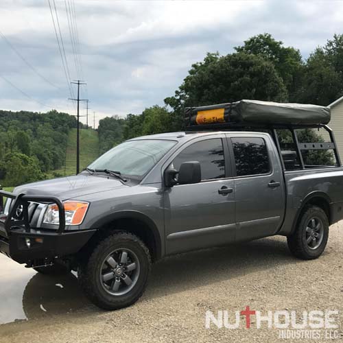 Nissan Titan with overland rack and rear security bar