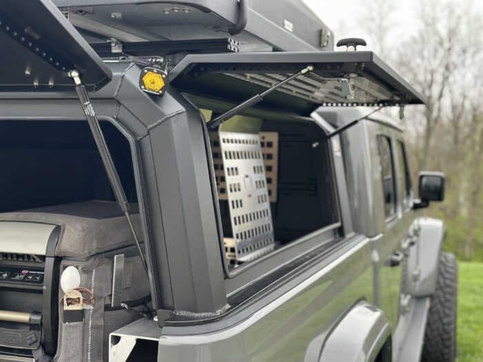 RotoPax MOLLE UMP mounts inside Nuthouse Industries Nutshell XL canopy truck cap